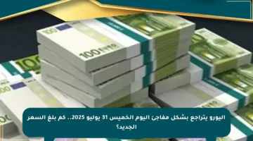 اليورو يتراجع بشكل مفاجئ اليوم الخميس 31 يوليو 2025.. كم بلغ السعر الجديد؟
